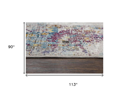 8' X 10' Blue Cream And Gold Oriental Area Rug