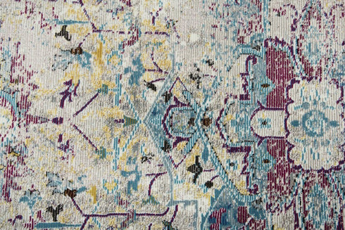 9' X 12' Blue Cream And Gold Oriental Area Rug