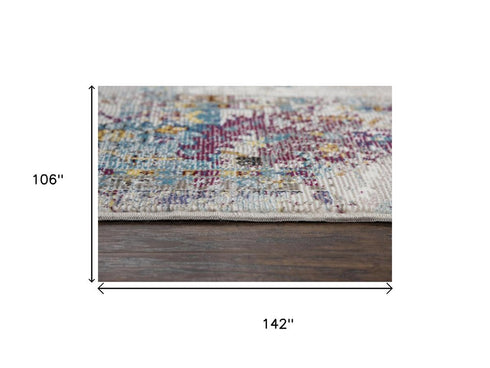 9' X 12' Blue Cream And Gold Oriental Area Rug