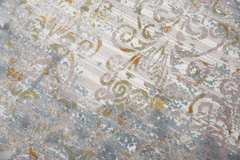 8' X 10' Blue Gray And Cream Oriental Area Rug