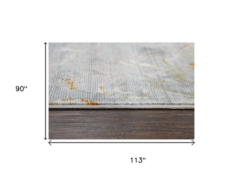 8' X 10' Blue Gray And Cream Oriental Area Rug