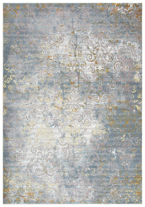 9' X 12' Blue Gray And Cream Oriental Area Rug