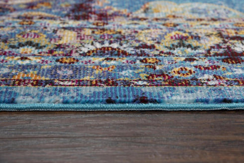 8' X 10' Blue Rust Gold And Cream Oriental Area Rug
