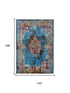 9' X 12' Blue Rust Gold And Cream Oriental Area Rug
