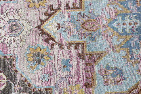 8' X 10' Blue Gray Cream Rust And Gold Medallion Area Rug