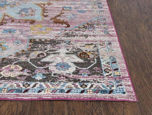 9' X 12' Blue Gray Cream Rust And Gold Medallion Area Rug