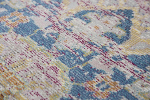 9' X 12' Blue Gray Cream Rust And Gold Medallion Area Rug