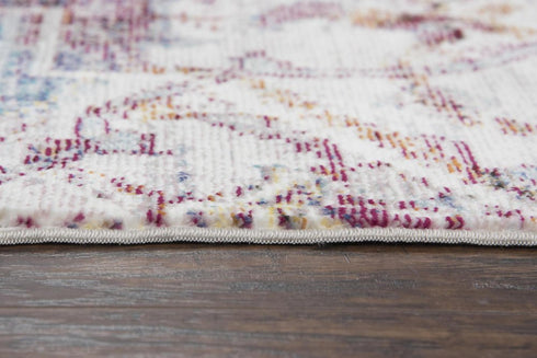 8' X 10' Cream Blue Rust And Gold Oriental Area Rug