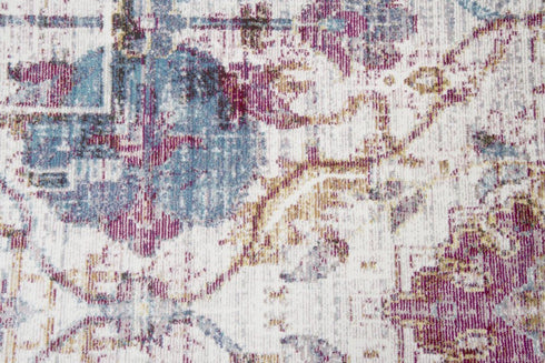 9' X 12' Cream Blue Rust And Gold Oriental Area Rug