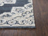 5' X 8' Dark Blue Natural Gray And Tan Wool Medallion Hand Tufted Area Rug