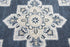 5' X 8' Dark Blue Natural Gray And Tan Wool Medallion Hand Tufted Area Rug