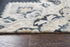 5' X 8' Dark Blue Natural Gray And Tan Wool Medallion Hand Tufted Area Rug