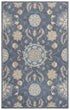 9' X 12' Dark Gray Blue And Tan Wool Floral Hand Tufted Area Rug