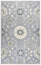 8' Gray Taupe And Tan Wool Floral Hand Tufted Area Rug