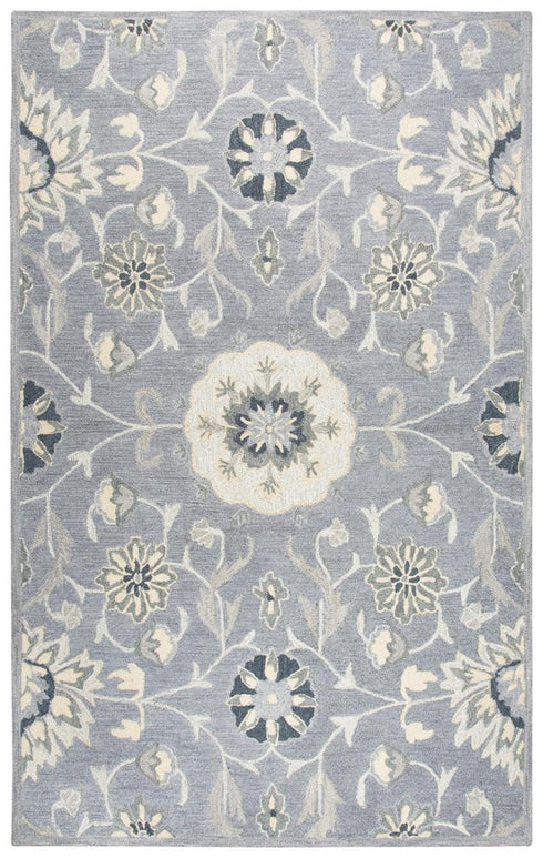 8' X 10' Gray Taupe And Tan Wool Floral Hand Tufted Area Rug
