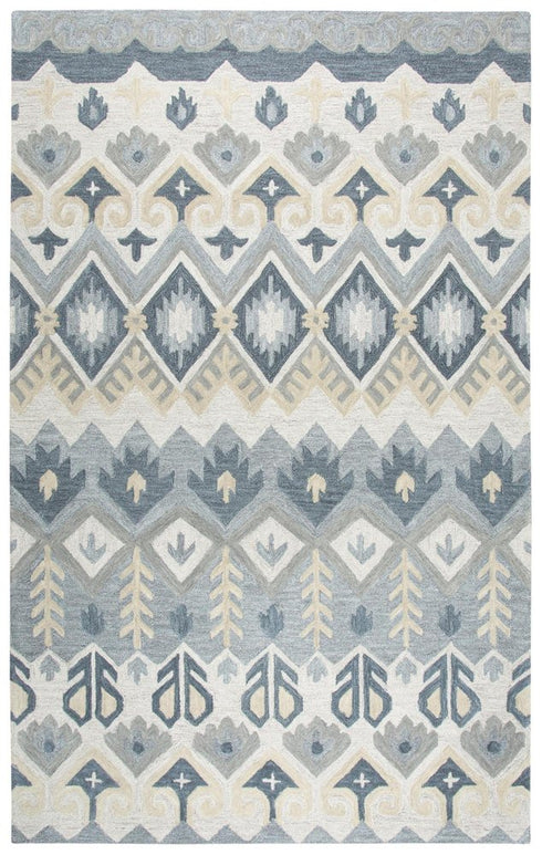 8' X 10' Natural Tan Gray And Dark Gray Wool Southwestern Hand Tufted Area Rug