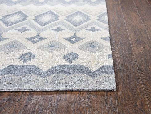 9' X 12' Natural Tan Gray And Dark Gray Wool Southwestern Hand Tufted Area Rug
