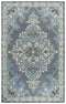 5' X 8' Dark Gray Blue Gray Natural And Ivory Wool Medallion Hand Tufted Area Rug