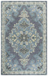 5' X 8' Dark Gray Blue Gray Natural And Ivory Wool Medallion Hand Tufted Area Rug