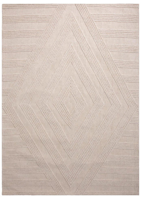 8' X 10' Ivory And White Wool Diamond Hand Tufted Area Rug