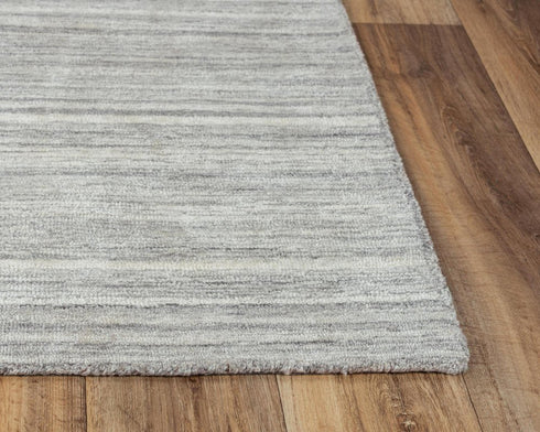 9' X 12' Gray And Dark Gray Striped Hand Tufted Area Rug