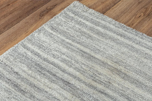 9' X 12' Gray And Dark Gray Striped Hand Tufted Area Rug