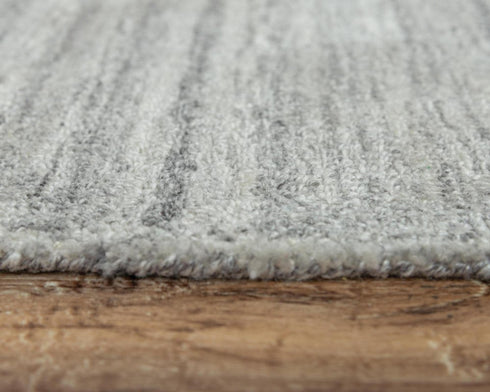 9' X 12' Gray And Dark Gray Striped Hand Tufted Area Rug