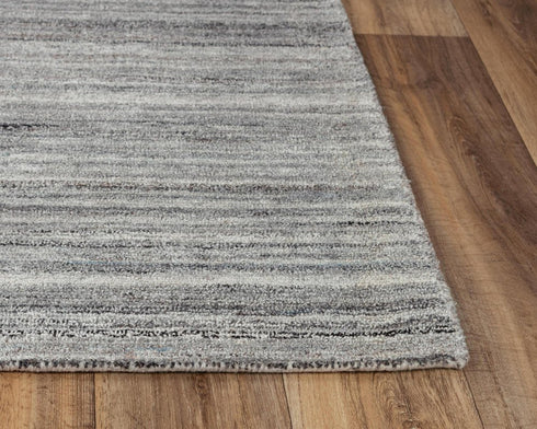 9' X 12' Gray Dark Gray And Ivory Striped Hand Tufted Area Rug