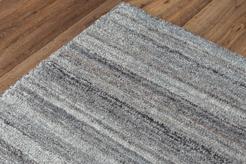 9' X 12' Gray Dark Gray And Ivory Striped Hand Tufted Area Rug