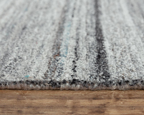 9' X 12' Gray Dark Gray And Ivory Striped Hand Tufted Area Rug