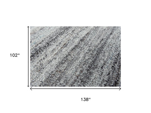 9' X 12' Gray Dark Gray And Ivory Striped Hand Tufted Area Rug
