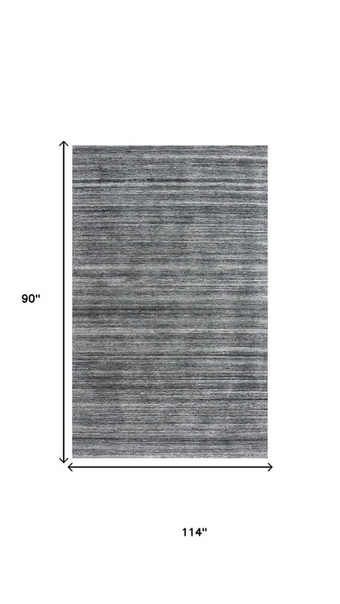 8' X 10' Beige Gray And Charcoal Striped Hand Tufted Area Rug