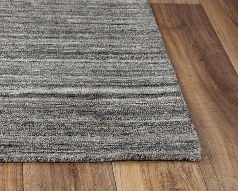 9' X 12' Beige Gray And Charcoal Striped Hand Tufted Area Rug