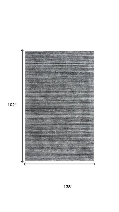 9' X 12' Beige Gray And Charcoal Striped Hand Tufted Area Rug