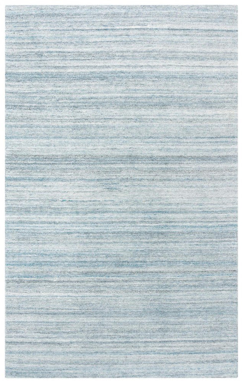 8' X 10' Teal Dark Gray And Ivory Striped Hand Tufted Area Rug