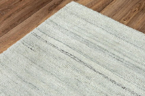 8' X 10' Ivory And Gray Striped Hand Tufted Area Rug