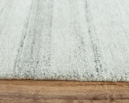 8' X 10' Ivory And Gray Striped Hand Tufted Area Rug