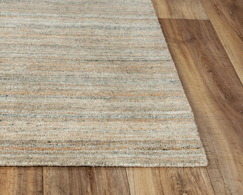 9' X 12' Beige Brown Black Ivory And Light Gray Striped Hand Tufted Area Rug
