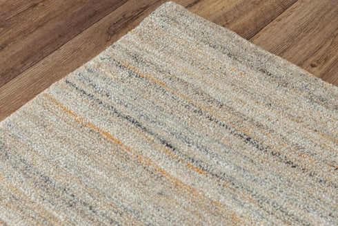 9' X 12' Beige Brown Black Ivory And Light Gray Striped Hand Tufted Area Rug