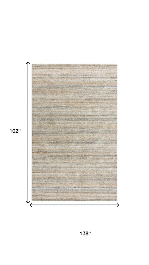 9' X 12' Beige Brown Black Ivory And Light Gray Striped Hand Tufted Area Rug