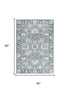 5' X 8' Blue Dark Blue And Ivory Wool Oriental Hand Tufted Area Rug