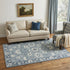 5' X 8' Blue Dark Blue And Ivory Wool Oriental Hand Tufted Area Rug