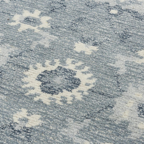 9' X 12' Blue Dark Blue And Ivory Wool Oriental Hand Tufted Area Rug
