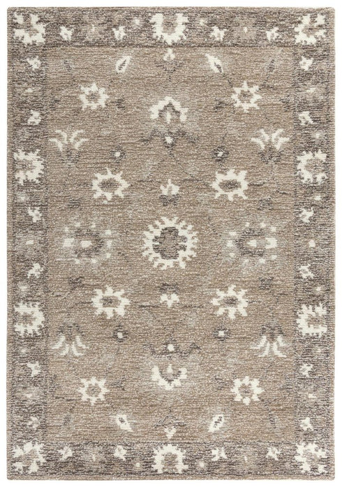 5' X 8' Brown And Ivory Wool Oriental Hand Tufted Area Rug