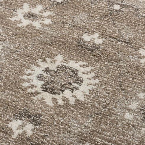 5' X 8' Brown And Ivory Wool Oriental Hand Tufted Area Rug