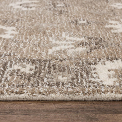 5' X 8' Brown And Ivory Wool Oriental Hand Tufted Area Rug