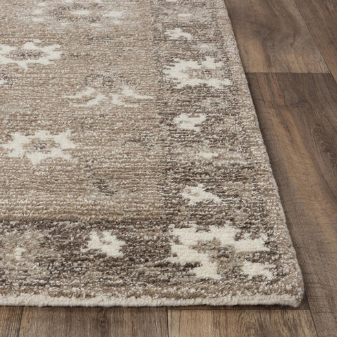 9' X 12' Brown And Ivory Wool Oriental Hand Tufted Area Rug