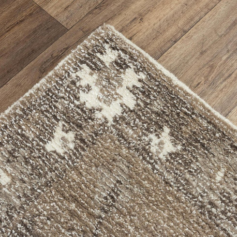 9' X 12' Brown And Ivory Wool Oriental Hand Tufted Area Rug