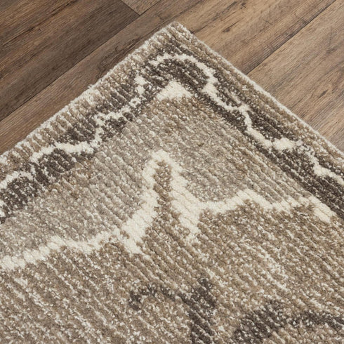 5' X 8' Brown And Ivory Wool Medallion Hand Tufted Area Rug