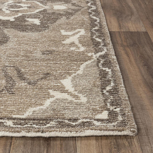 8' X 10' Brown And Ivory Wool Medallion Hand Tufted Area Rug